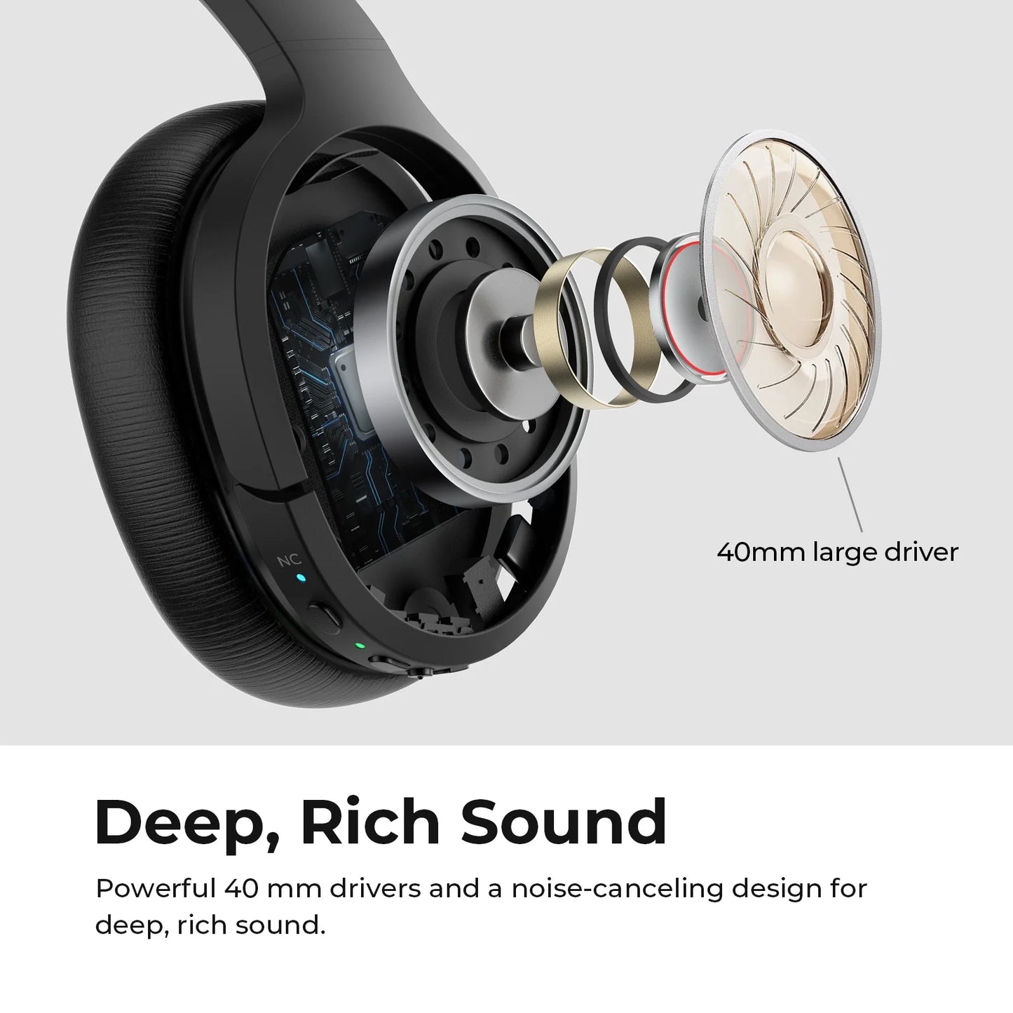 SE7 Active Noise Cancelling Headphones Wireless Bluetooth Headphones over Ear with Mic/Aptx, Comfortable Protein Earpads 30H Playtime, Foldable Headphones for Travel/Work - Dark Green