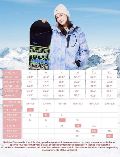 Women’S Waterproof Snow Ski Jacket Mountain Windproof Winter Coat with Detachable Hood