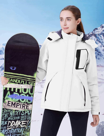 Women’S Waterproof Snow Ski Jacket Mountain Windproof Winter Coat with Detachable Hood